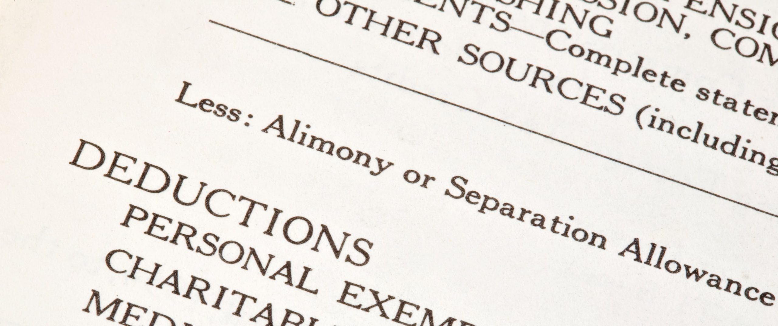 Closeup on alimony documents