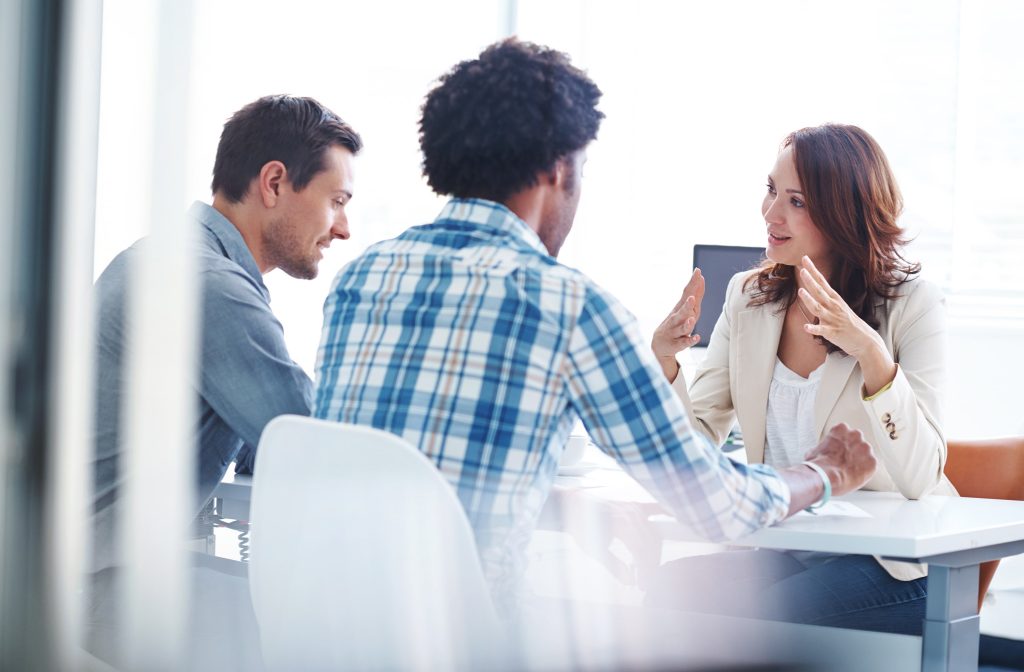 Clients meeting with an arbitrator