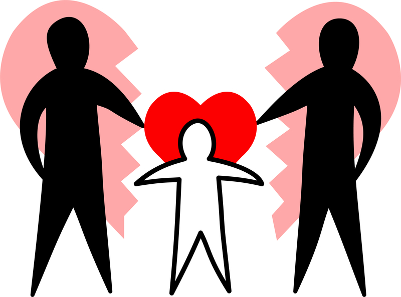 Illustration of parents separating with a child